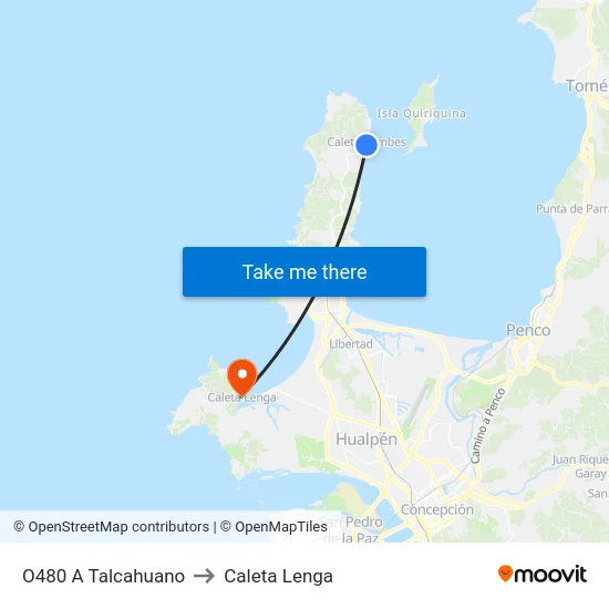 O480 A Talcahuano to Caleta Lenga map