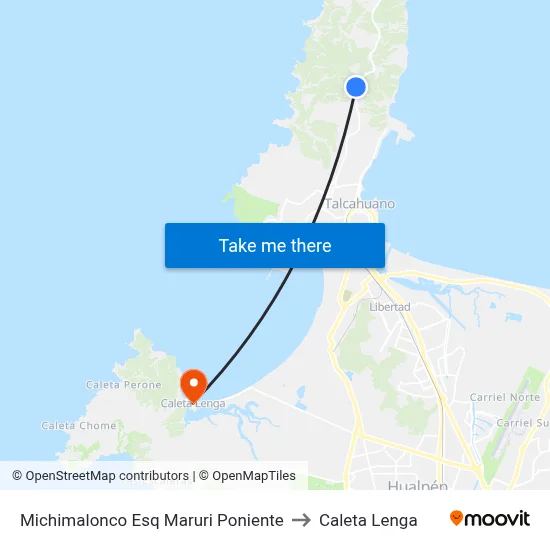 Michimalonco Esq Maruri  Poniente to Caleta Lenga map