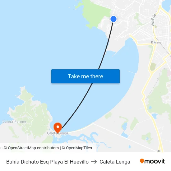 Bahia Dichato Esq Playa El Huevillo to Caleta Lenga map