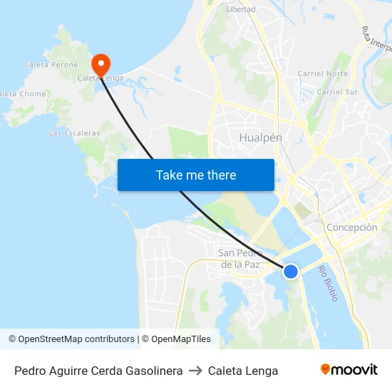 Pedro Aguirre Cerda  Gasolinera to Caleta Lenga map