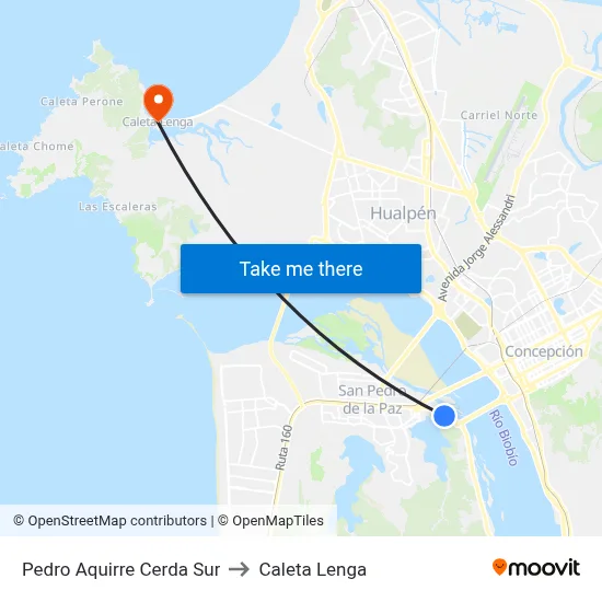 Pedro Aquirre Cerda  Sur to Caleta Lenga map