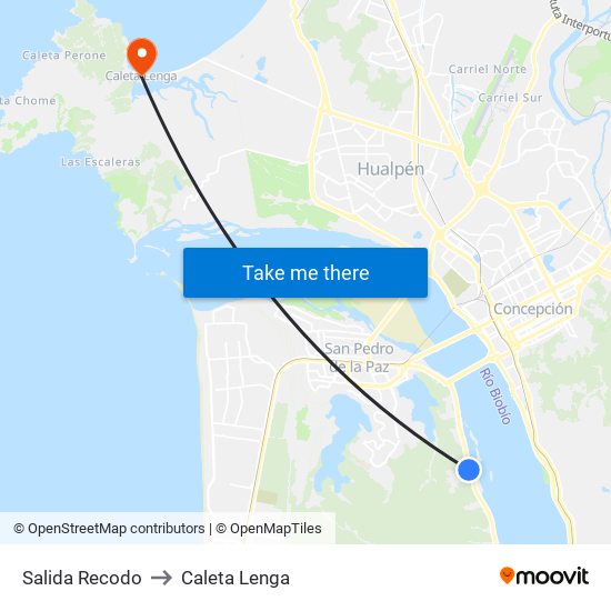 Salida Recodo to Caleta Lenga map