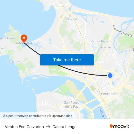 Ventus Esq Galvarino to Caleta Lenga map