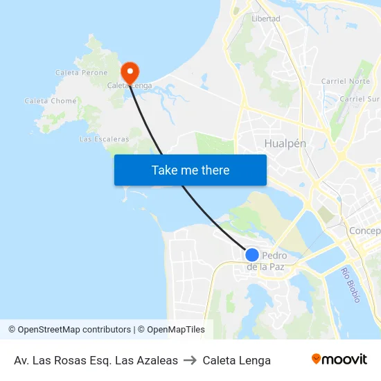 Av. Las Rosas Esq. Las Azaleas to Caleta Lenga map
