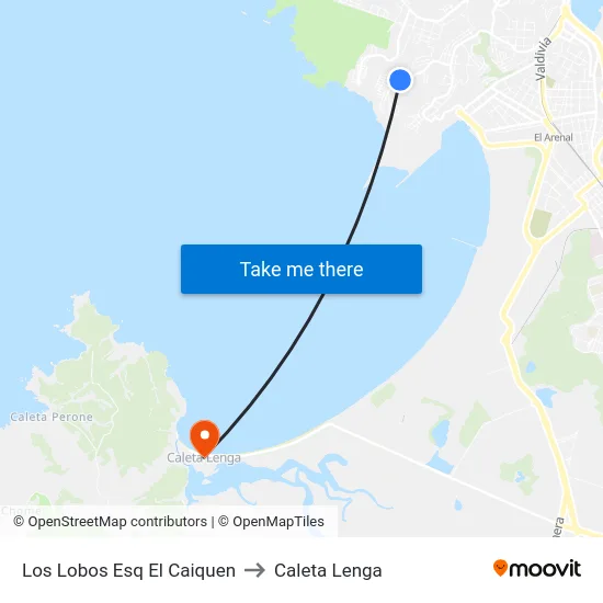 Los Lobos Esq El Caiquen to Caleta Lenga map