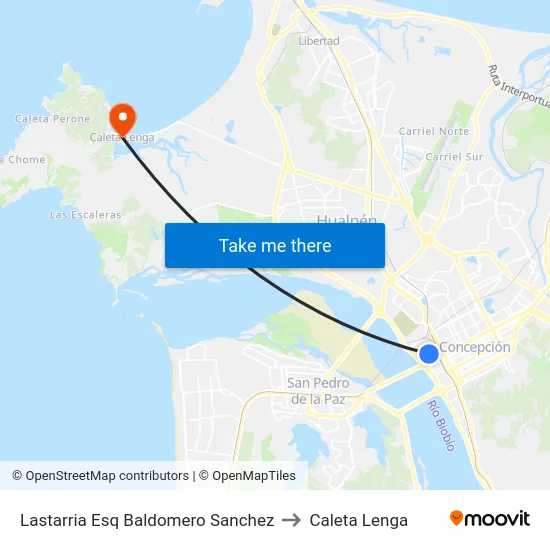 Lastarria Esq Baldomero Sanchez to Caleta Lenga map