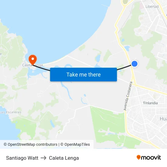 Santiago Watt to Caleta Lenga map