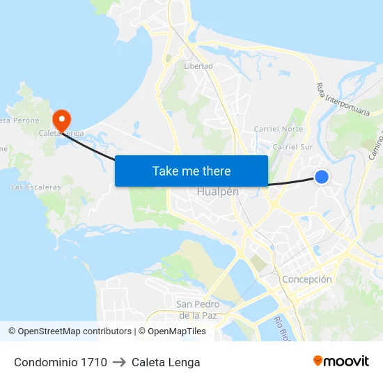 Condominio 1710 to Caleta Lenga map