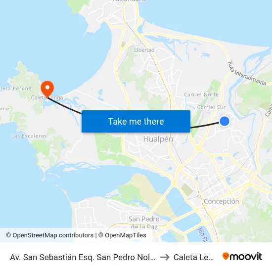 Av. San Sebastián Esq. San Pedro Nolasco to Caleta Lenga map