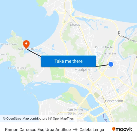 Ramon Carrasco Esq Urba Antilhue to Caleta Lenga map