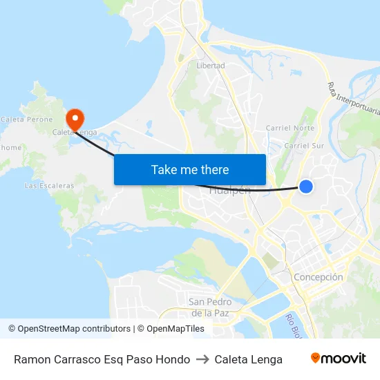 Ramon Carrasco Esq Paso Hondo to Caleta Lenga map