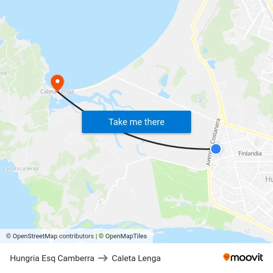 Hungria Esq Camberra to Caleta Lenga map