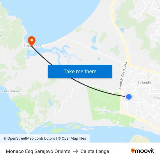 Monaco Esq Sarajevo  Oriente to Caleta Lenga map