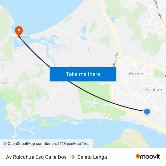 Av Rulcahue Esq Calle Dos to Caleta Lenga map