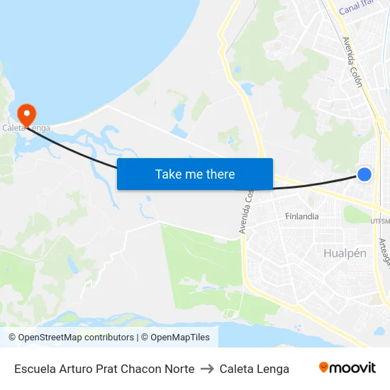 Escuela Arturo Prat Chacon  Norte to Caleta Lenga map