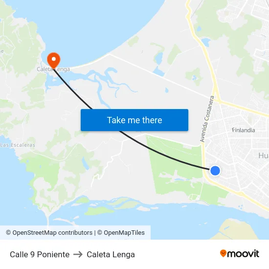 Calle 9  Poniente to Caleta Lenga map