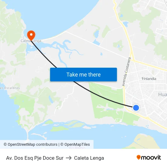 Av. Dos Esq Pje Doce  Sur to Caleta Lenga map