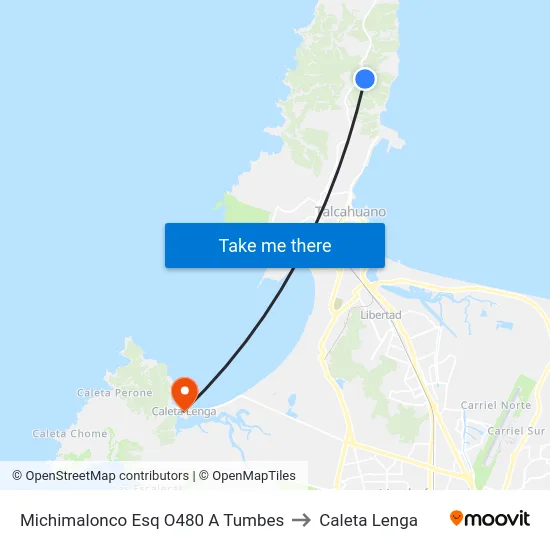 Michimalonco Esq O480  A Tumbes to Caleta Lenga map