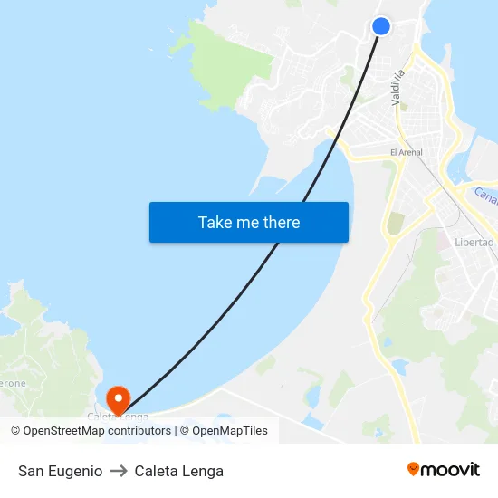 San Eugenio to Caleta Lenga map
