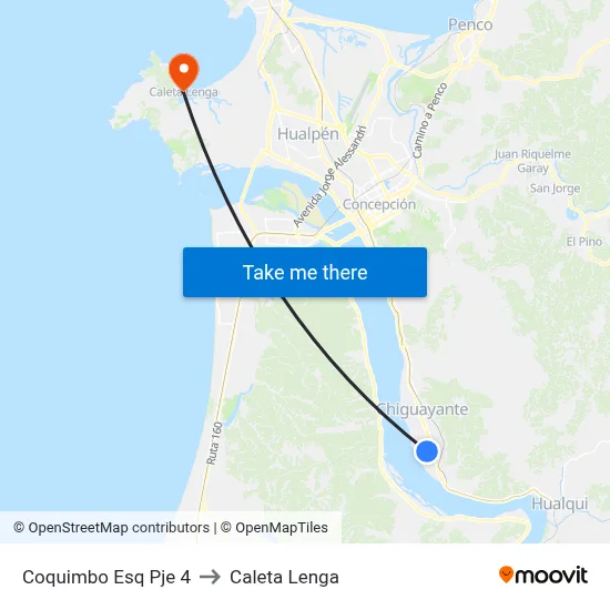 Coquimbo Esq Pje 4 to Caleta Lenga map