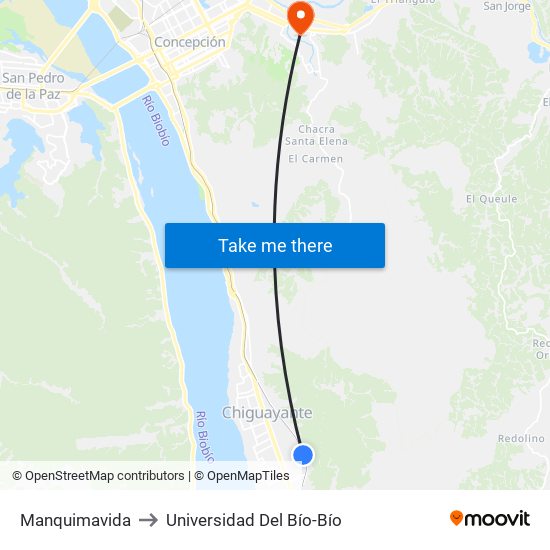 Manquimavida to Universidad Del Bío-Bío map