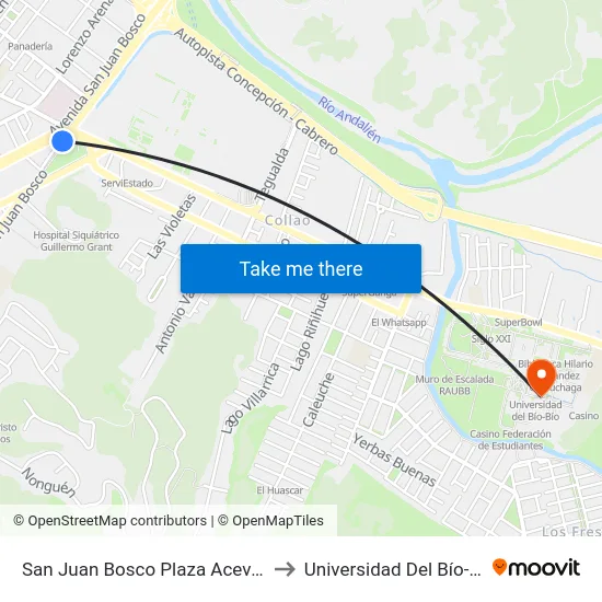 San Juan Bosco Plaza Acevedo to Universidad Del Bío-Bío map