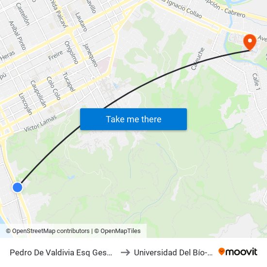 Pedro De Valdivia Esq Geswein to Universidad Del Bío-Bío map