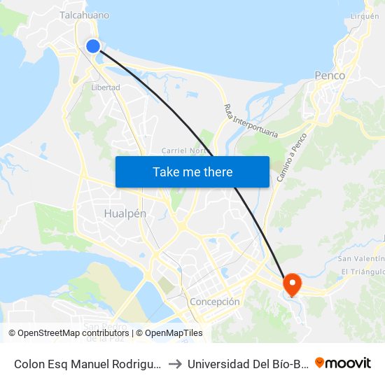 Colon Esq Manuel Rodriguez to Universidad Del Bío-Bío map