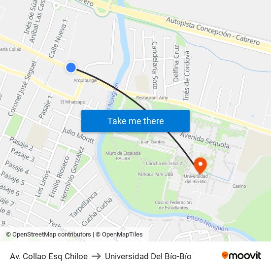 Av. Collao Esq Chiloe to Universidad Del Bío-Bío map