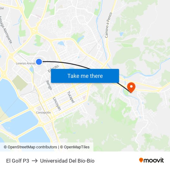 El Golf P3 to Universidad Del Bío-Bío map