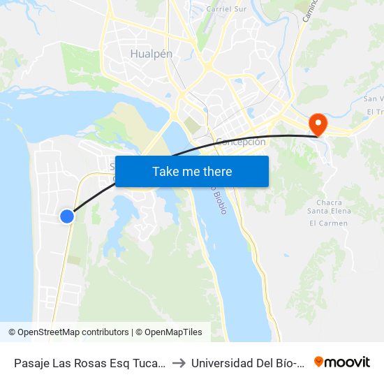Pasaje Las Rosas Esq Tucapel to Universidad Del Bío-Bío map
