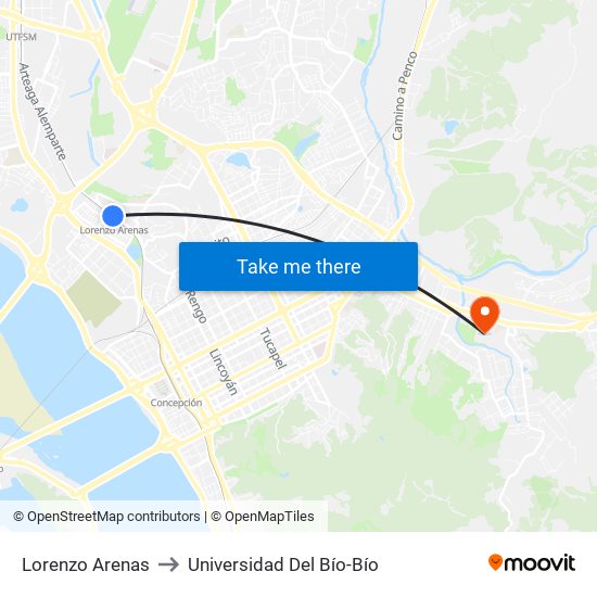 Lorenzo Arenas to Universidad Del Bío-Bío map