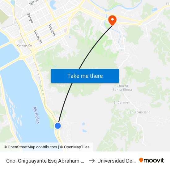 Cno. Chiguayante Esq Abraham Romero  Oriente to Universidad Del Bío-Bío map