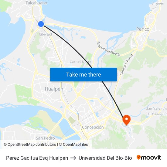 Perez Gacitua Esq Hualpen to Universidad Del Bío-Bío map