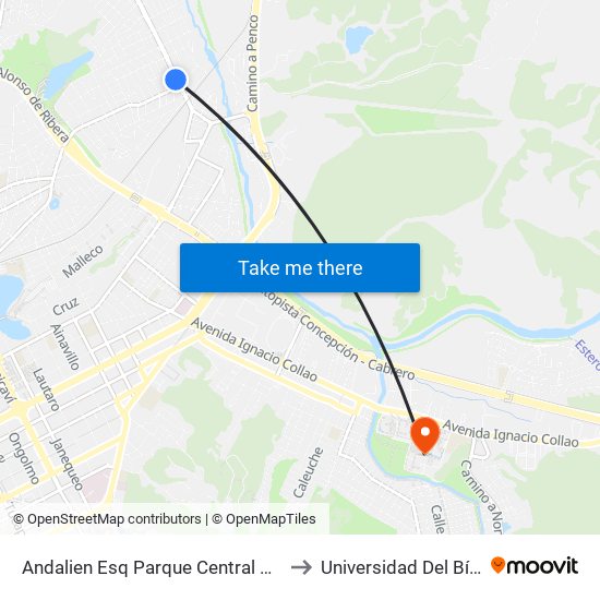 Andalien Esq Parque Central  Poniente to Universidad Del Bío-Bío map