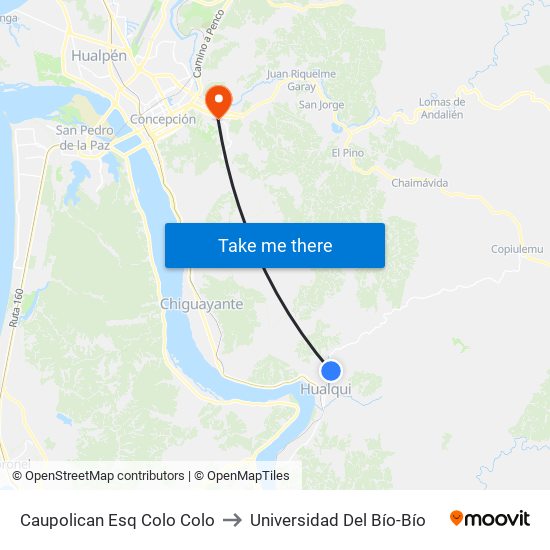 Caupolican Esq Colo Colo to Universidad Del Bío-Bío map