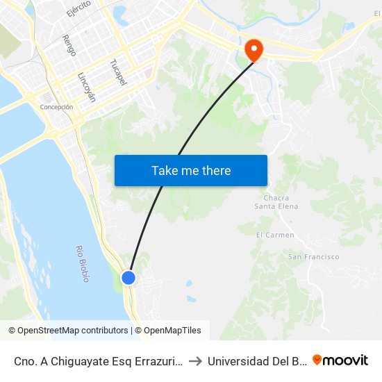Cno. A Chiguayate Esq Errazuriz  Oriente to Universidad Del Bío-Bío map