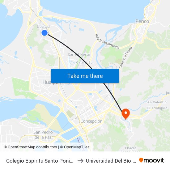 Colegio Espiritu Santo  Poniente to Universidad Del Bío-Bío map