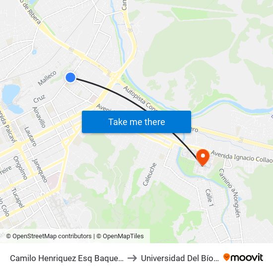 Camilo Henriquez Esq Baquedano to Universidad Del Bío-Bío map