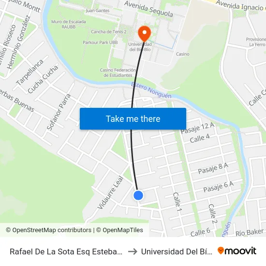 Rafael De La Sota Esq Esteban Iturra to Universidad Del Bío-Bío map
