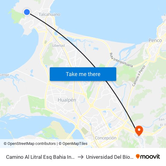 Camino Al Litral Esq Bahia Inglesa to Universidad Del Bío-Bío map