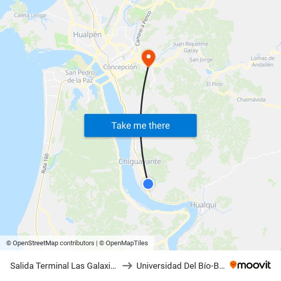 Salida Terminal Las Galaxias to Universidad Del Bío-Bío map