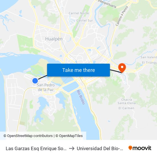 Las Garzas Esq Enrique Soro to Universidad Del Bío-Bío map