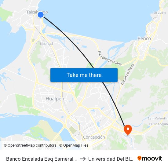 Banco Encalada Esq Esmeralda  Sur to Universidad Del Bío-Bío map