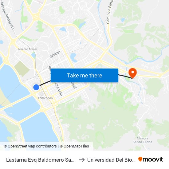 Lastarria Esq Baldomero Sanchez to Universidad Del Bío-Bío map