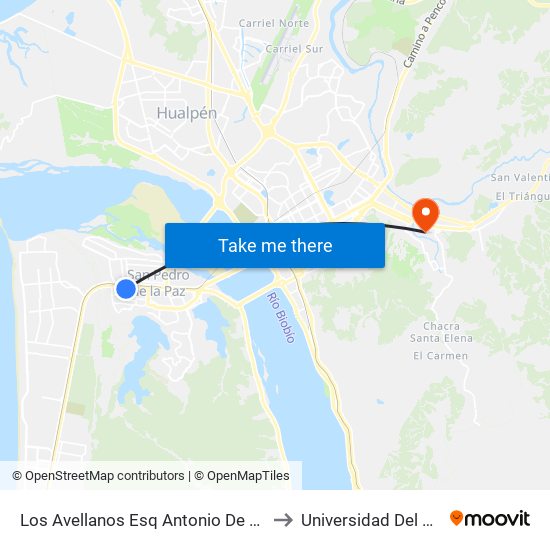 Los Avellanos Esq Antonio De Las Penas to Universidad Del Bío-Bío map