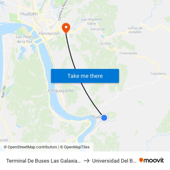 Terminal De Buses Las Galaxias  Oriente to Universidad Del Bío-Bío map