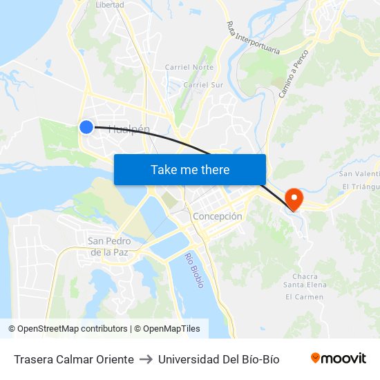 Trasera Calmar  Oriente to Universidad Del Bío-Bío map