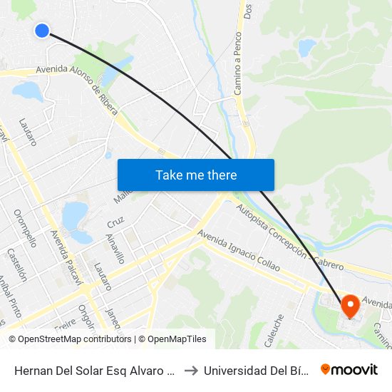 Hernan Del Solar Esq Alvaro Bazan to Universidad Del Bío-Bío map