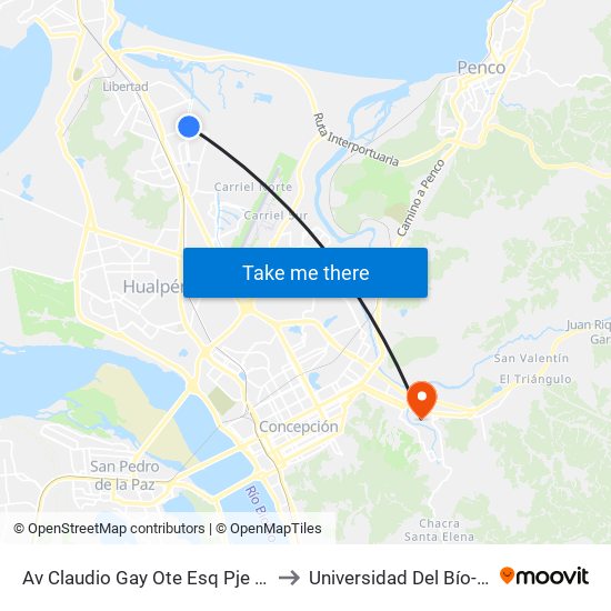 Av Claudio Gay Ote Esq Pje Dos to Universidad Del Bío-Bío map